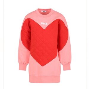MSGM Red Heart Quilted Pink Sweatshirt size 4t girls